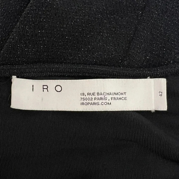 IRO Hime Shimmer Ruffle Bodycon Dress Wrap Black Sparkle Cocktail Size 42/XL - Picture 6 of 9